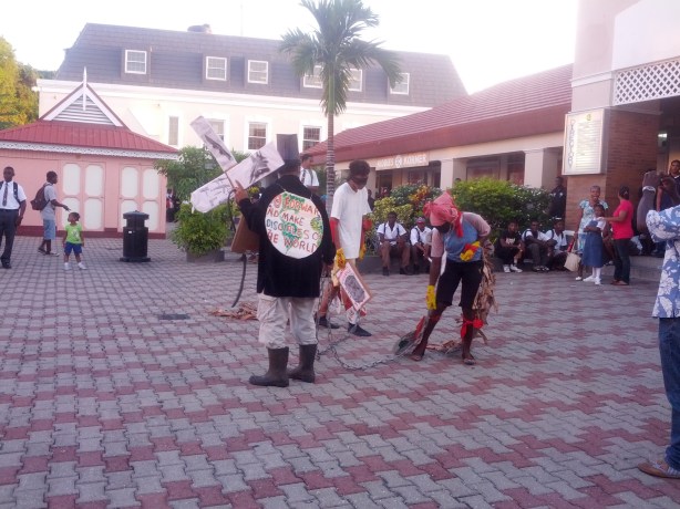 The group doing a performance around domestic violence. Photo by Zoë Hagley 