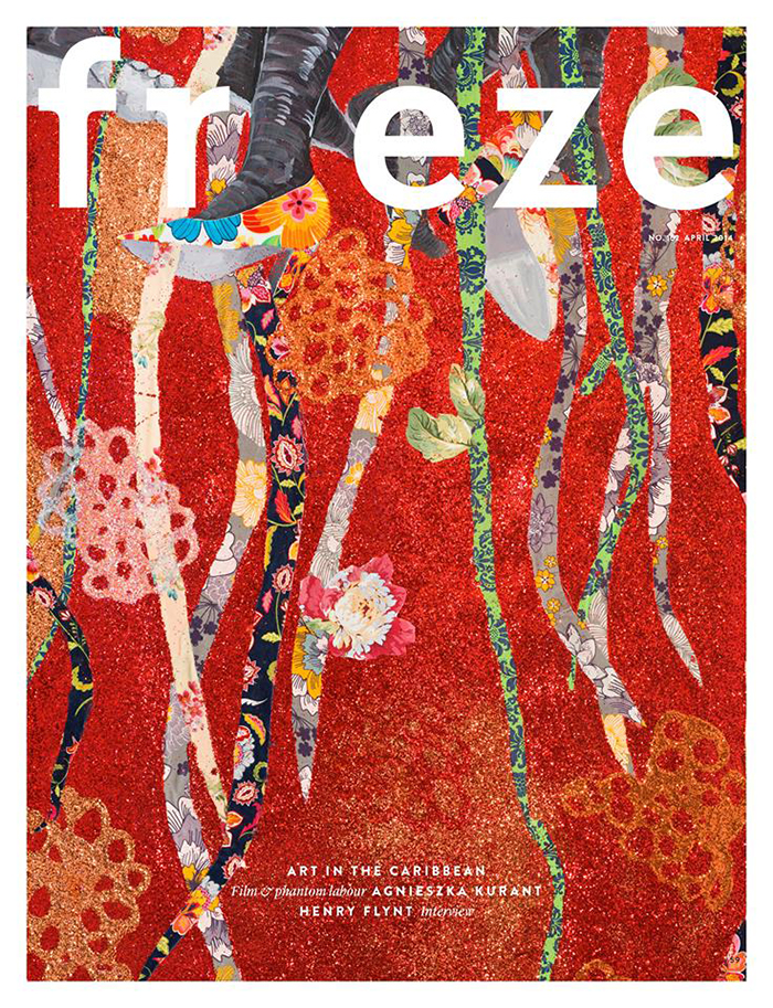 April 2014 issue of frieze – cover by Ebony G. Patterson, Strange Fruitz (detail), 2013. Courtesy: the artist, Lois & Chris Madison Collection, Pasedena and Monique Meloche Gallery, Chicago