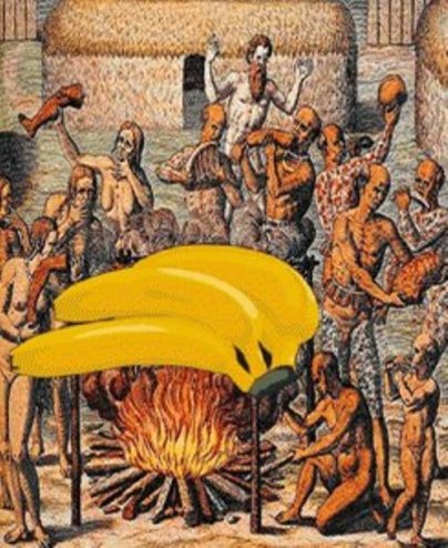 Leandro Cardoso Nerefuh, Churrasco Tupinambá, 16th Century (Variable dimensions). Part of the Arquivo Banana [Banana Archive].
