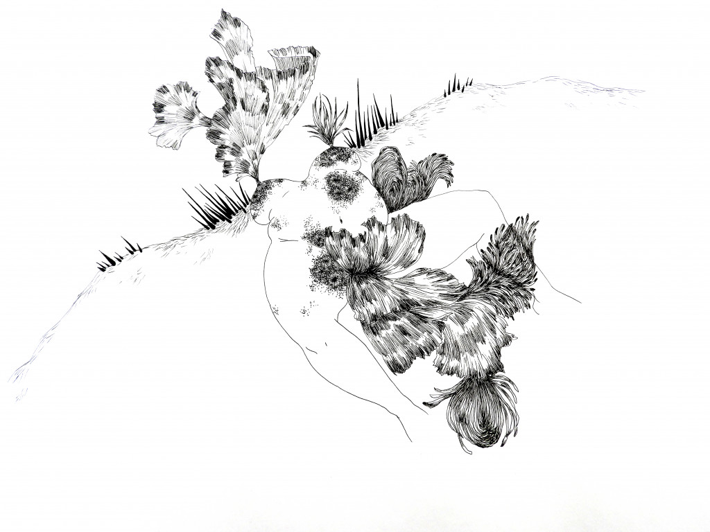 Corps paysage, felt on paper, 2018, 65 x 50 cm. Courtesy of the artist.